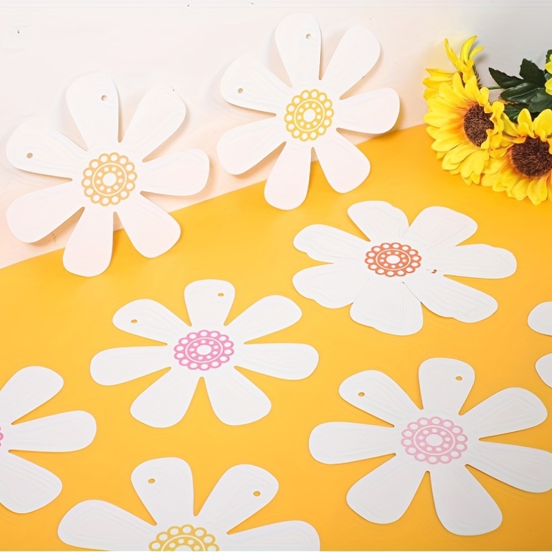 Daisy Boho Banner Party Decorations,Groovy Party Favors White Daisy Decor  Spring Flower Garland Daisy Paper Cutouts for Indoor - AliExpress