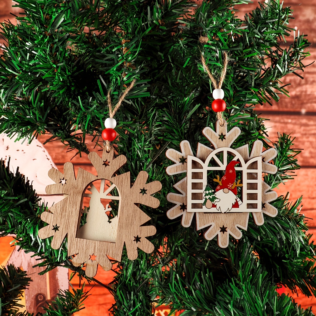 1pc クリスマスツリーの飾り クリスマス 開ける窓 老人 雪の家 吊るし