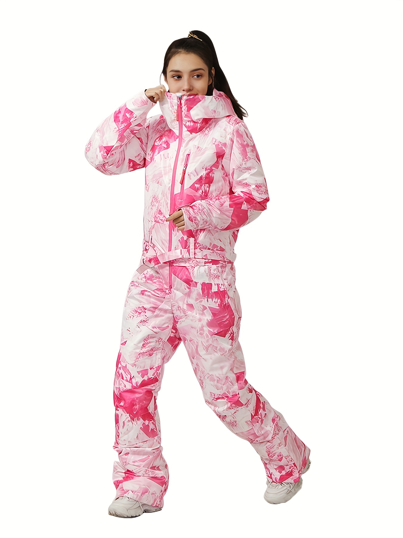 Mono de nieve impermeable deportivo para mujer, traje con capucha para  esquiar al aire libre en invierno, ropa deportiva para mujer