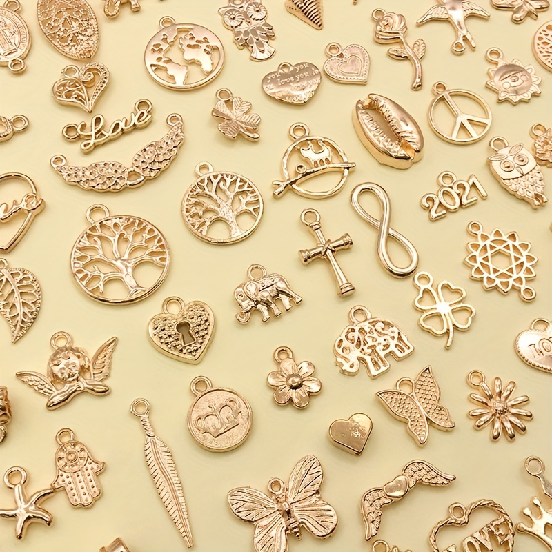 100pcs Wholesale Bulk Lots Jewelry Making Charms Assorted Gold