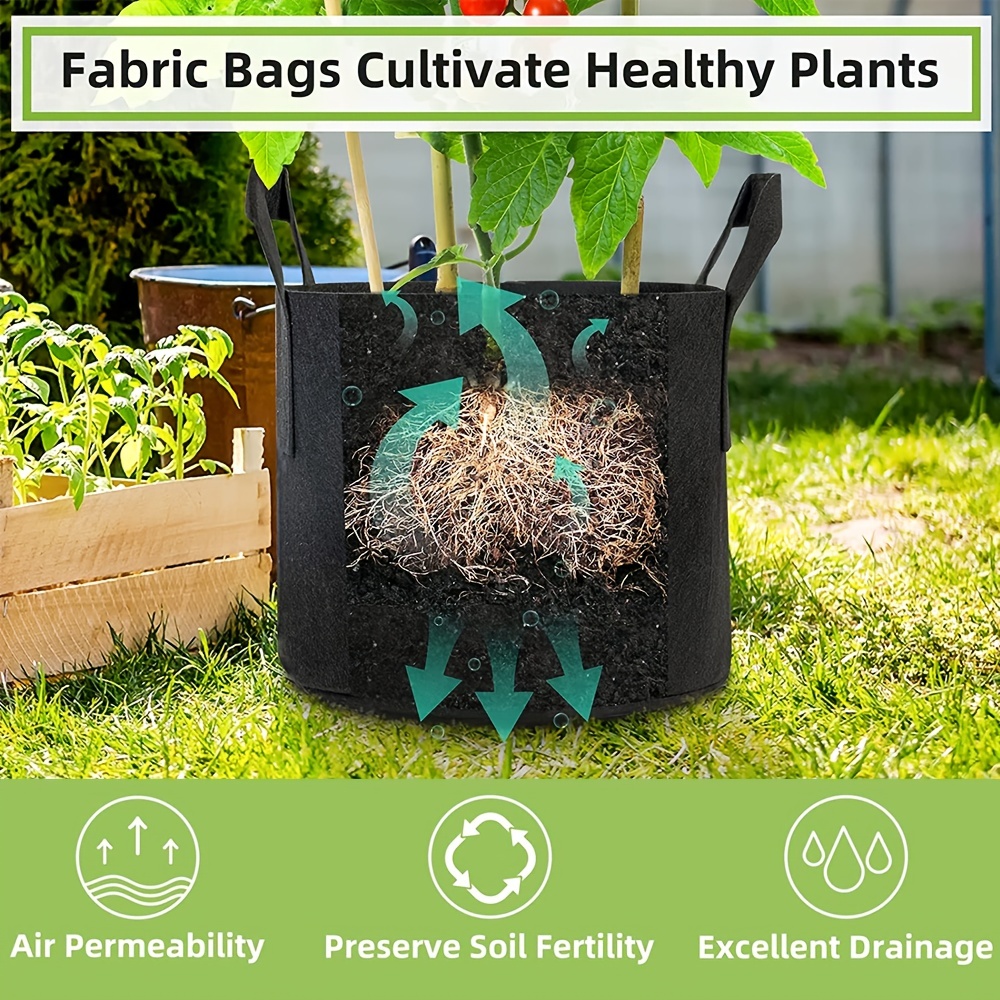 5pcs Fabric Grow Bags - Black