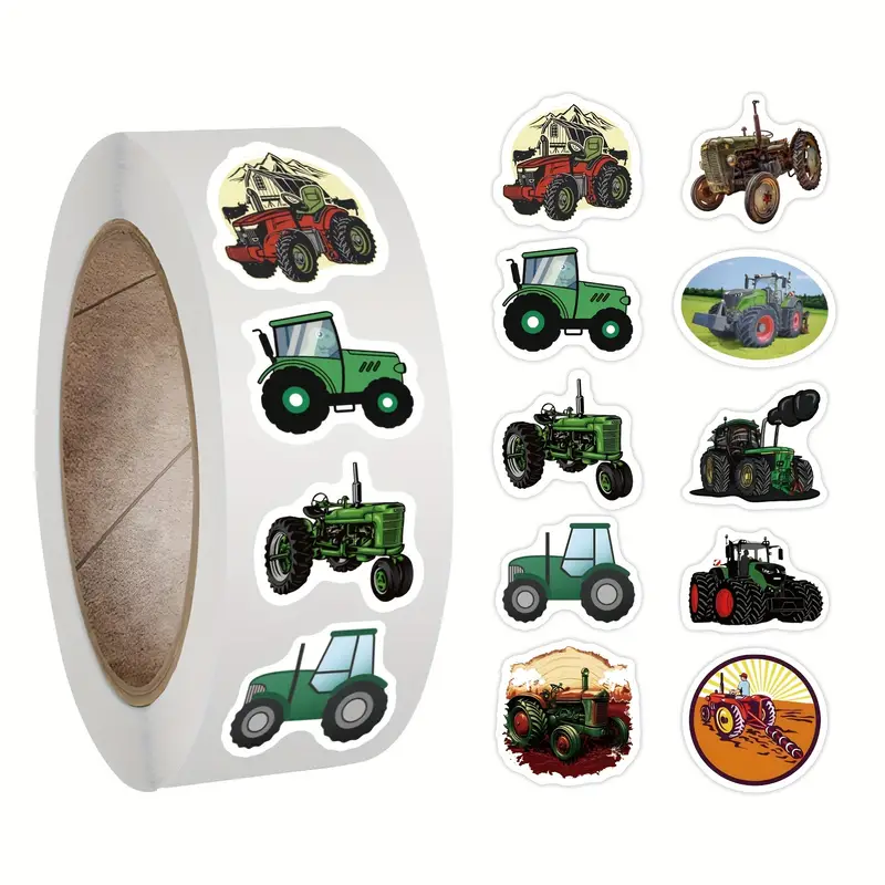 500 Stück Traktor aufkleberrolle Coole Grüne Farmer traktor - Temu