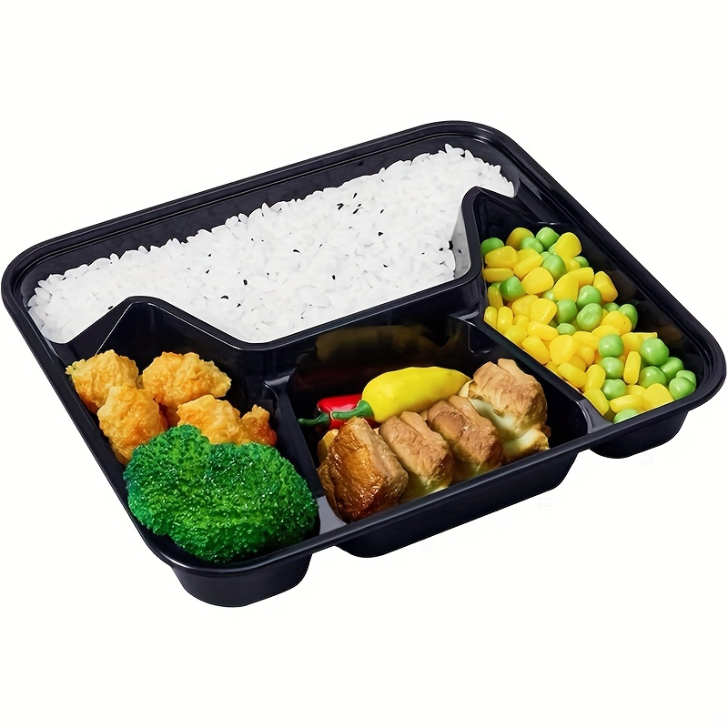 MT Products Small Plastic 4 Compartment Meal Prep Containers with Lids -  Disposable Divided Compartment Bento Box for Lunch, Snacks or Travel 6 in x  6