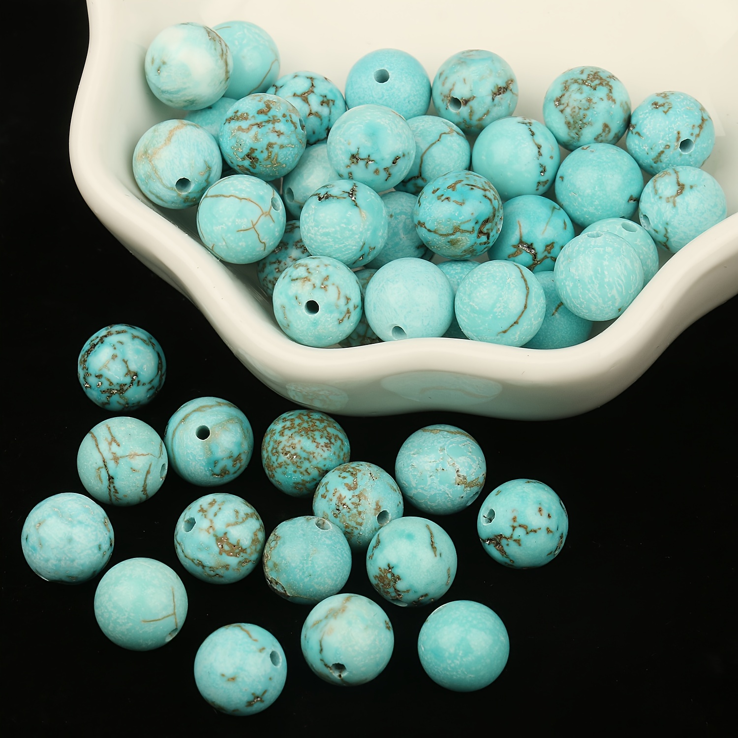 Wholesale Natural Stone Beads Blue Turquoise Round Loose Beads For Jewelry  Making DIY Bracelets Necklaces 4 6 8 10 12mm 15inch