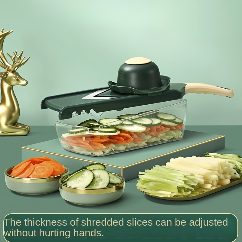 Cortador de comida con mandolina ajustable, cortador profesional de cocina  de acero inoxidable para rebanar alimentos, verduras, chips de frutas