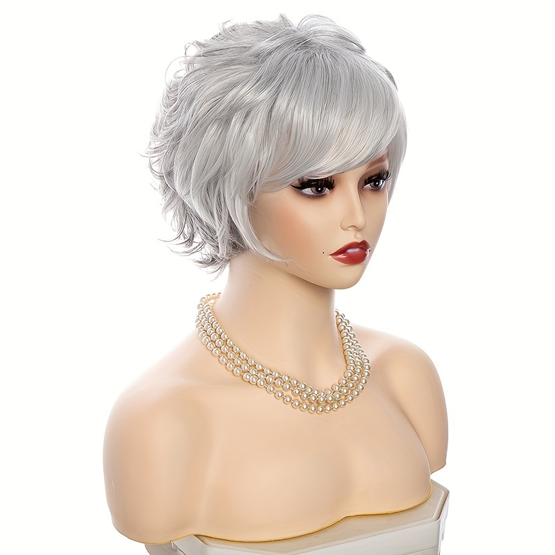 Natural Curly Short Wavy Pixie Cut Wigs Bangs Soft Stylish - Temu