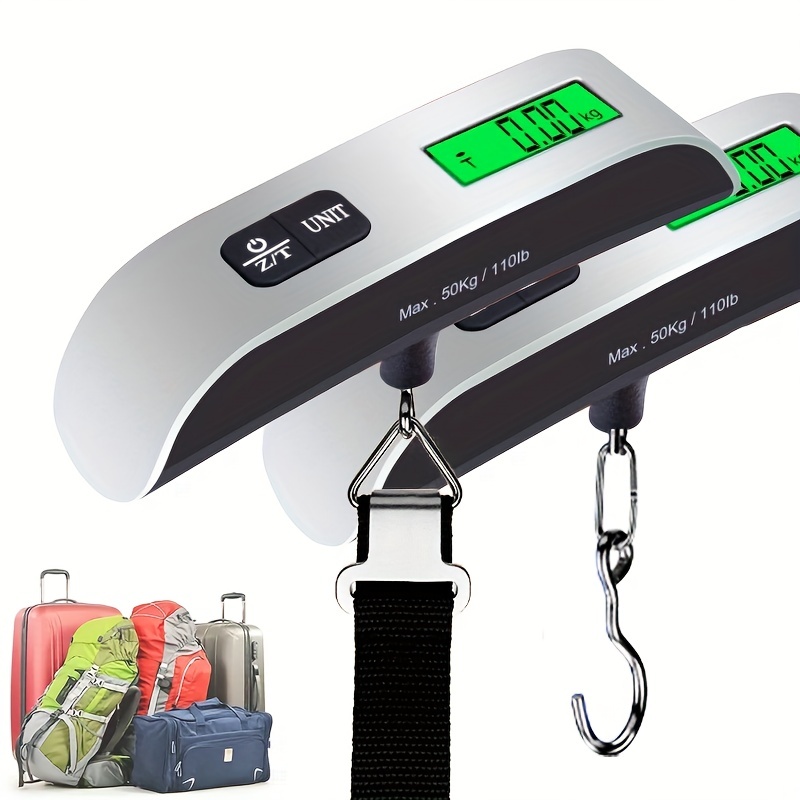 Báscula de equipaje, báscula de peso digital para accesorios de viaje,  maletas esenciales, báscula de mano portátil con sensor de temperatura,  pintura