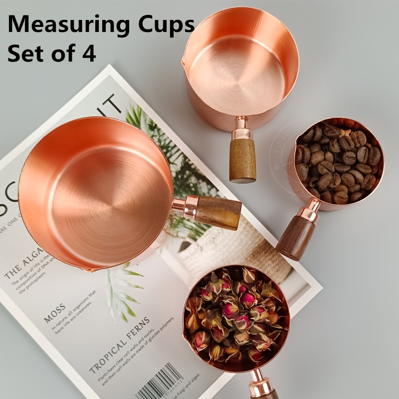 4 PCS Solid Sturdy Stainless Steel Stackable Measuring Cups Set to Measure  Dry and Liquid Ingredients for Kitchen Cooking Baking