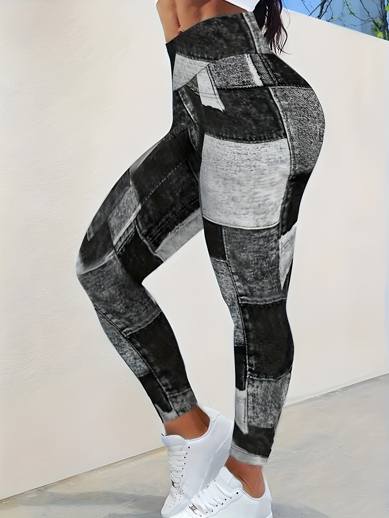 Black White Polka Dot Leggings with Pockets for Womens High Waist Yoga  Pants Elasticity Workout Pants
