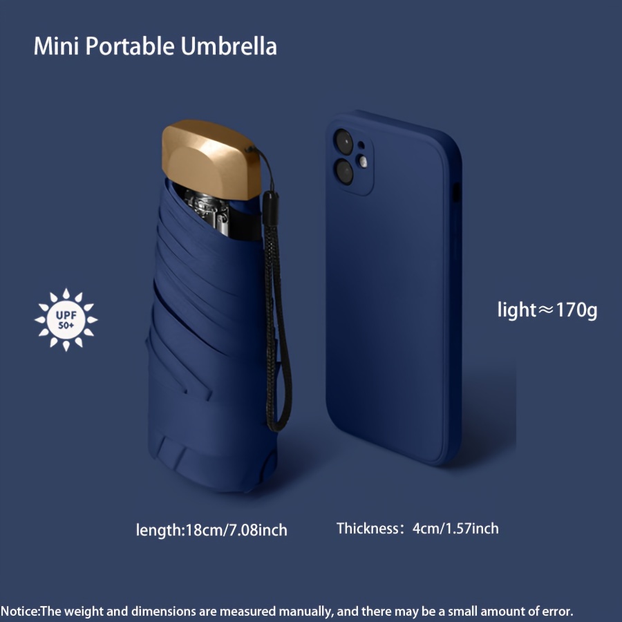 

1pc Manual Umbrella, Portable Minimalist Folding Sunshade Pocket Umbrella