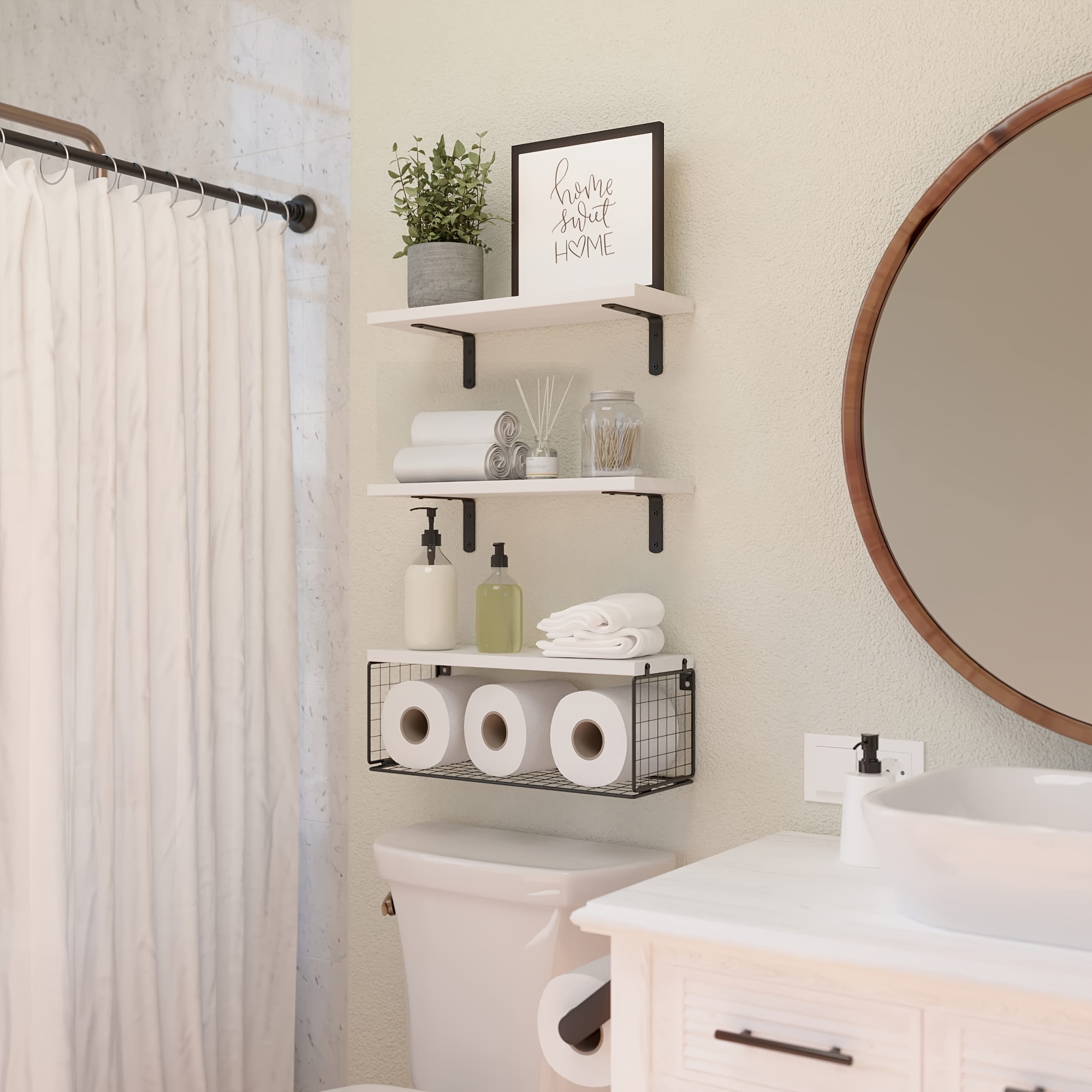 Bathroom Wall Shelf,Wall Shelves Over The Toilet Storage Fit for