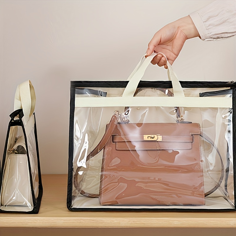 Travelwant Handbag Dust Bags Clear Purse Storage Organizer for Closet, Hanging Zipper Storage Bag for Handbags, Size: Large, Beige
