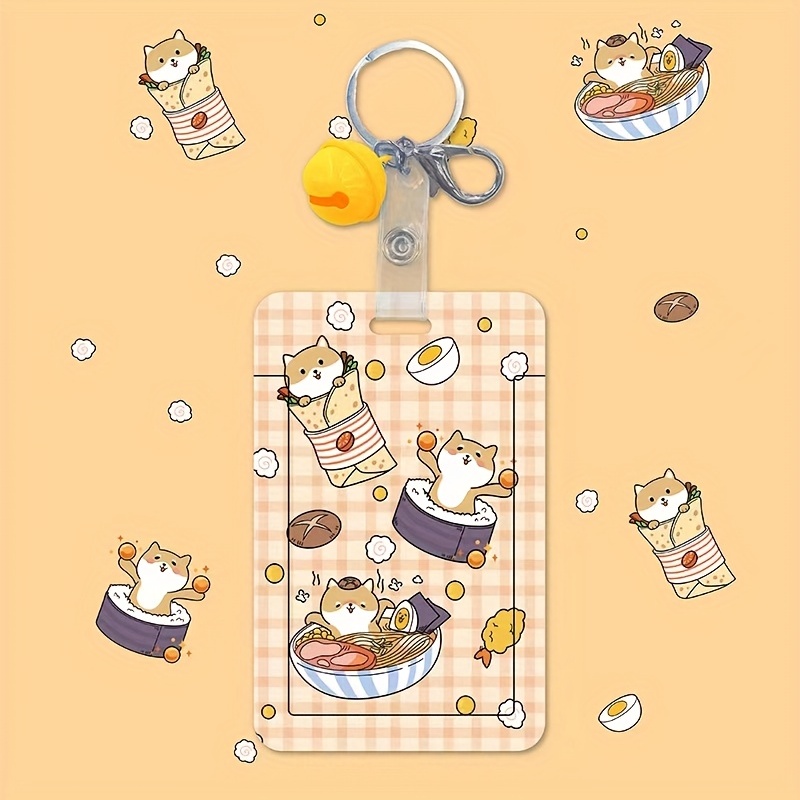 Cartoon Animal Card Cover Holder Keychain Plush Kpop - Temu
