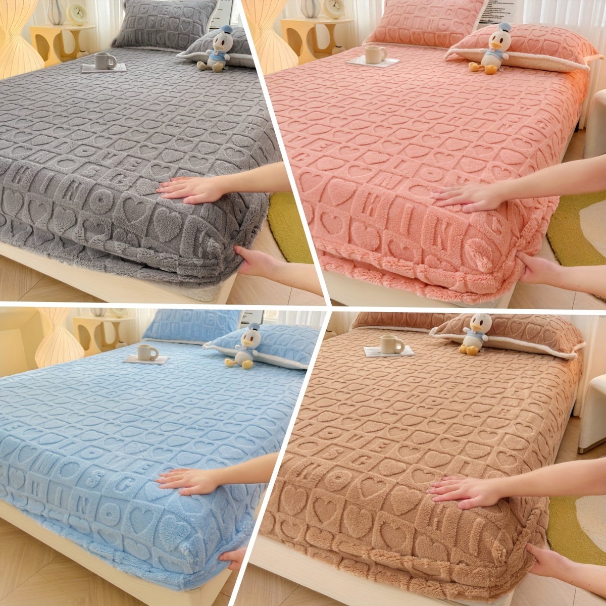 1pc winter warm Fitted Sheet Elastic Thick Soft Bed Sheets Non-slip Luxury  Double Bed Pad