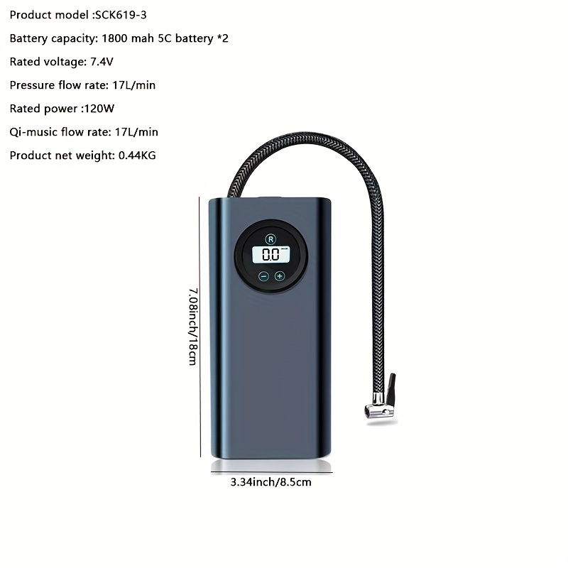 high power portable inflator pump inflate your car motorcycle tires with ease details 0