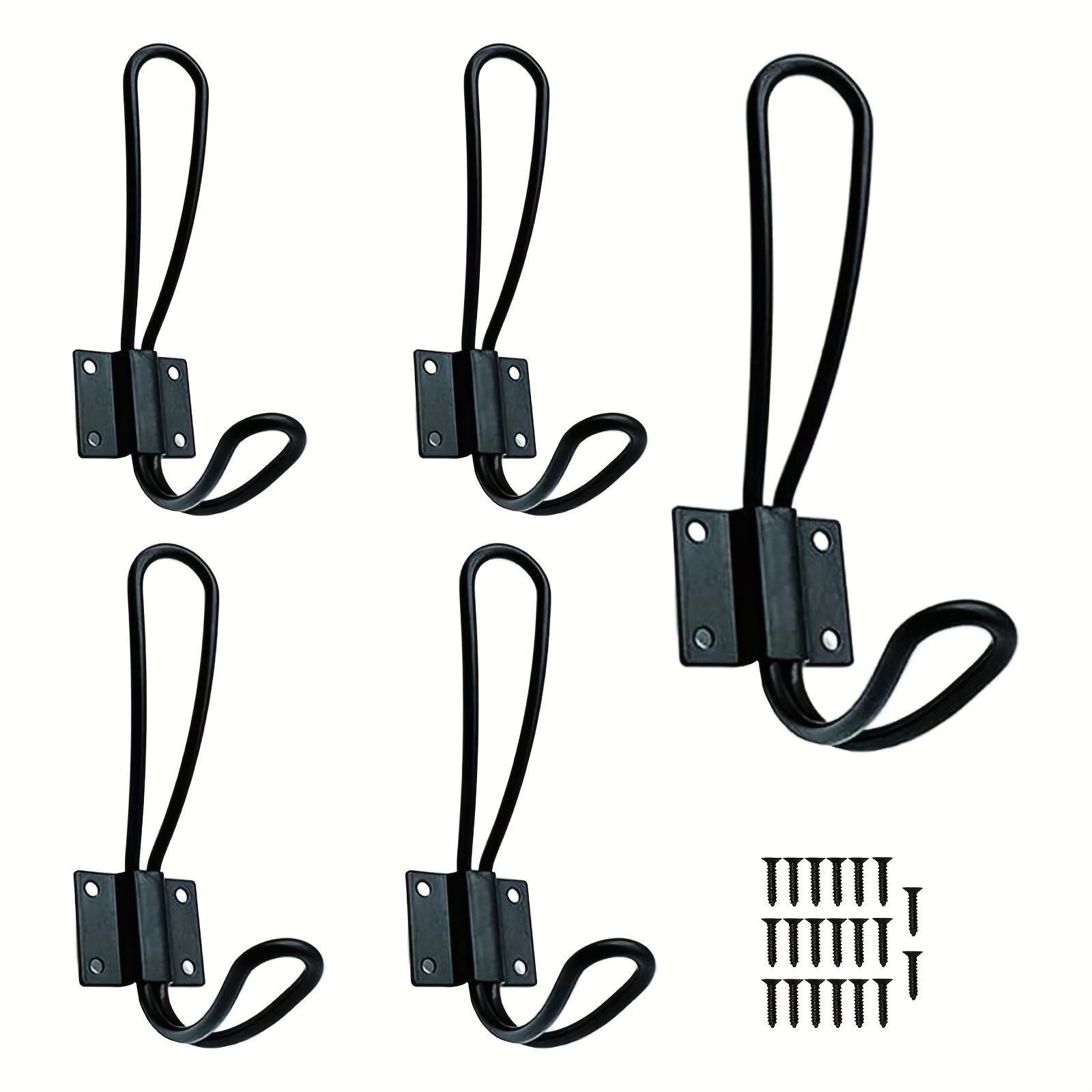 5pack Black Wall Hooks, For Hanging With 20pack Metal Screws, Vintage  Double Coat Hooks, Durable And Easy To Install Farmhouse Hooks For Hanging  Cloth