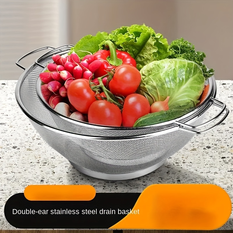 Stainless Steel Colander Kitchen Metal Food Strainer For - Temu