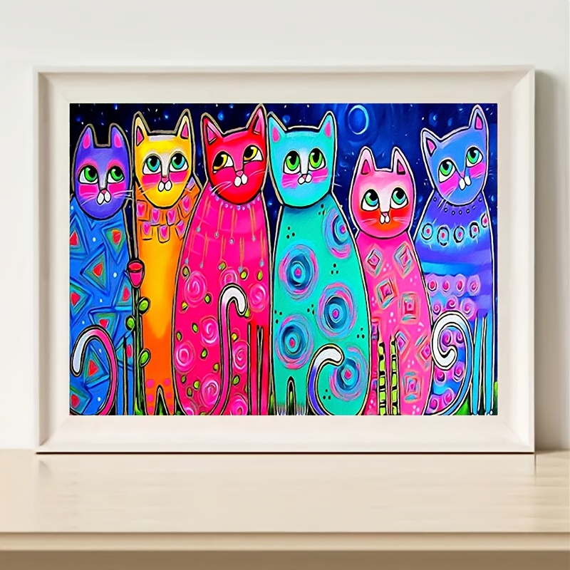 5D Artificial Diamond Painting Kit, Abstract Colorful Cats For Adults  Artificial Diamond Art Kit, Dots With Artificial Diamond Circle Paint, Wall  Dec