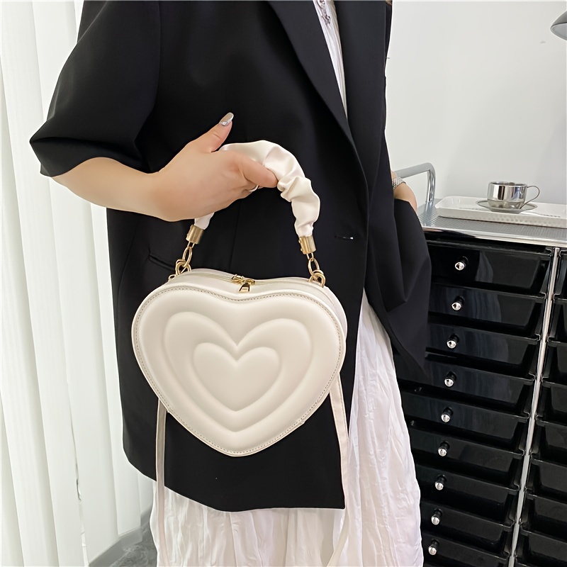 Girls Elegant Cute Creative Plush Heart Shaped Handbag - Temu