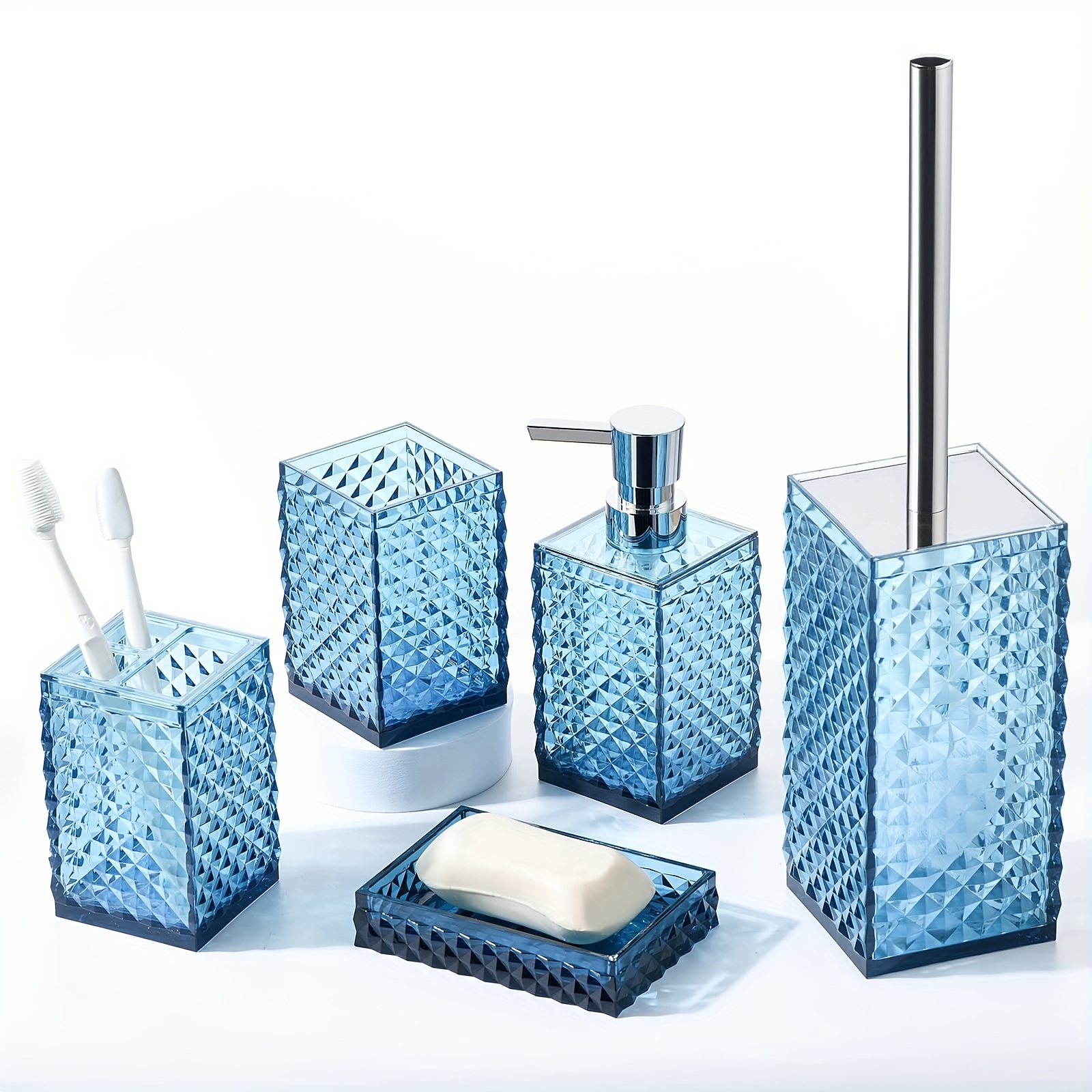 6Pcs Bathroom Accessories Set Toothbrush Holder Soap Dispenser Toilet Brush  Gift