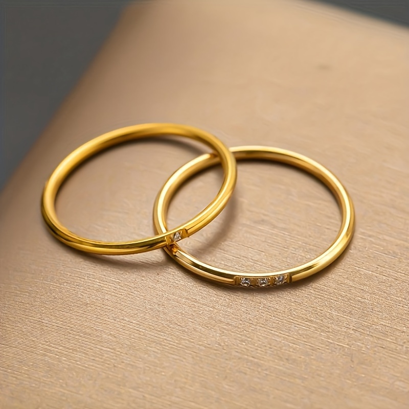 Gold Silver Rings 1Mm Fashion Couple Simple Wedding Finger