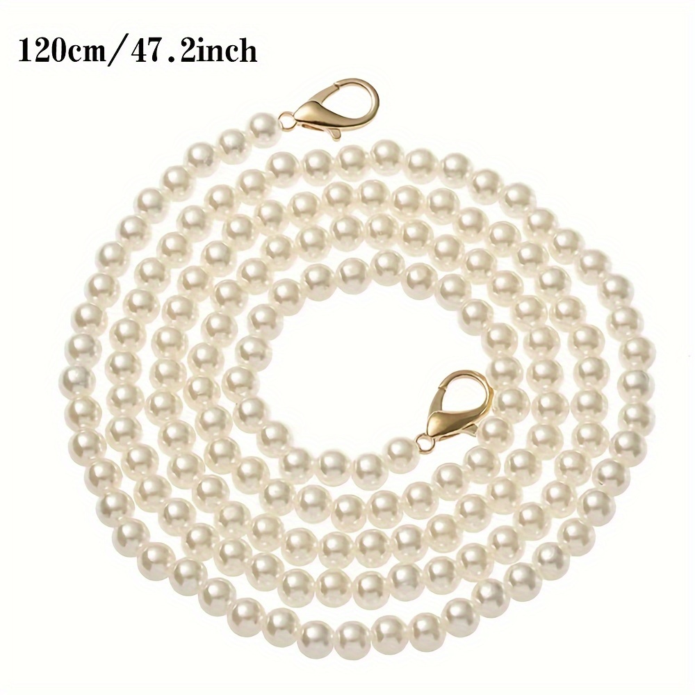 Pearls Purse Strap Crossbody Bag Chain Handbag Pearl Chain Decorative Bag  Strap Replacement (120cm)