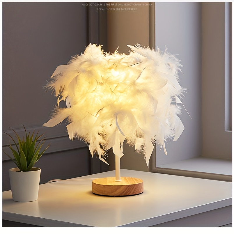 1 Pc Dimmable LED USB Plume Lampe De Table, Creative Romantique