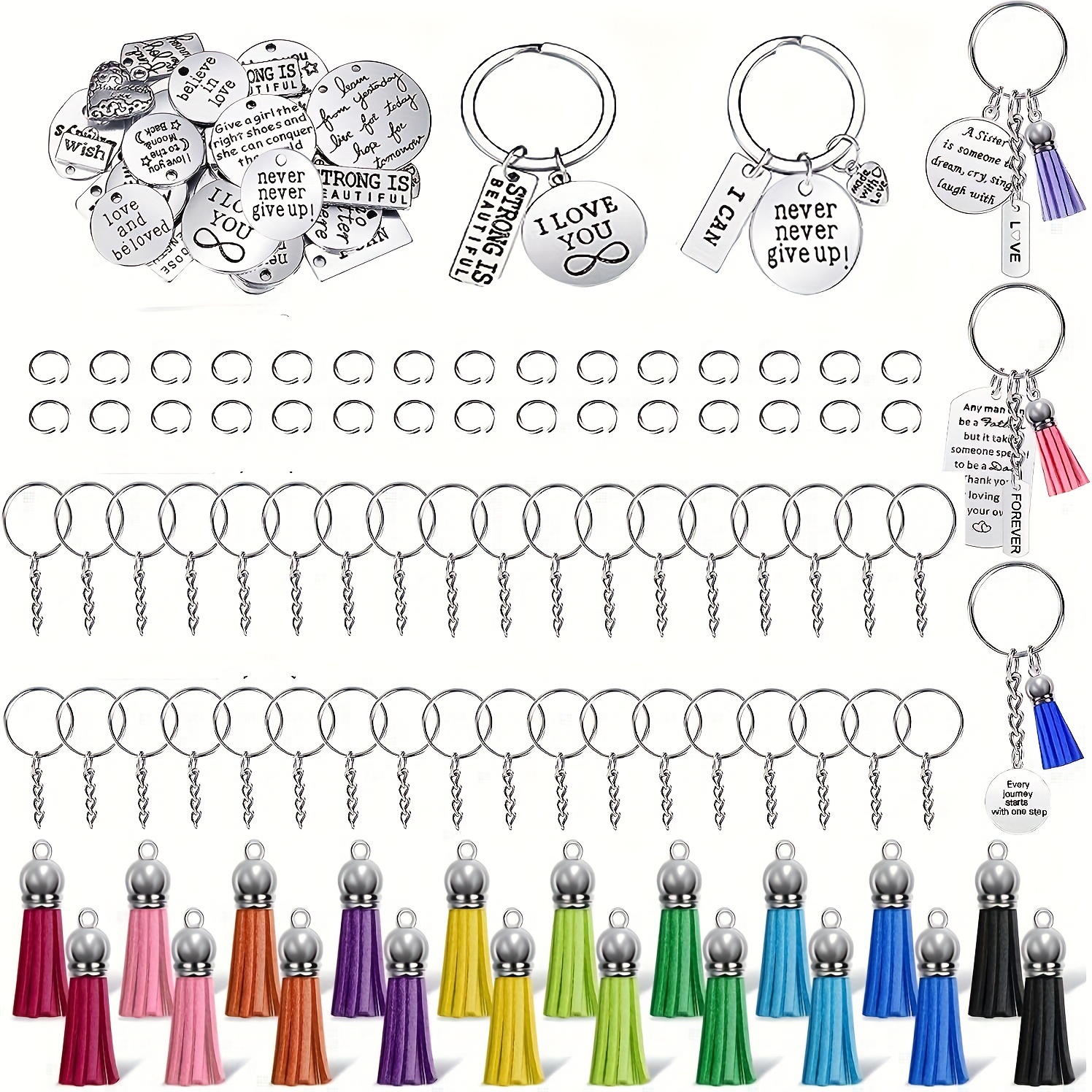 1 Bag Keychain Tassels Bulk Inspirational Charms Key Chain - Temu