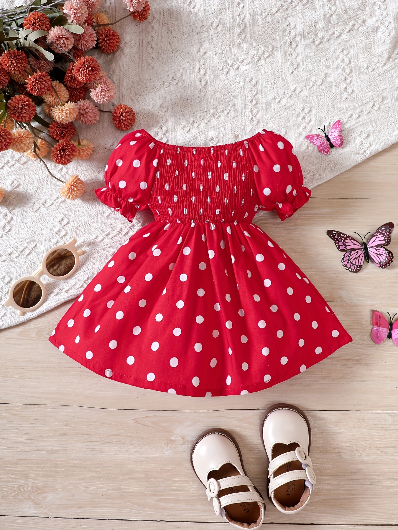 Beautiful florals dot clothes dress for kids baby girls summer