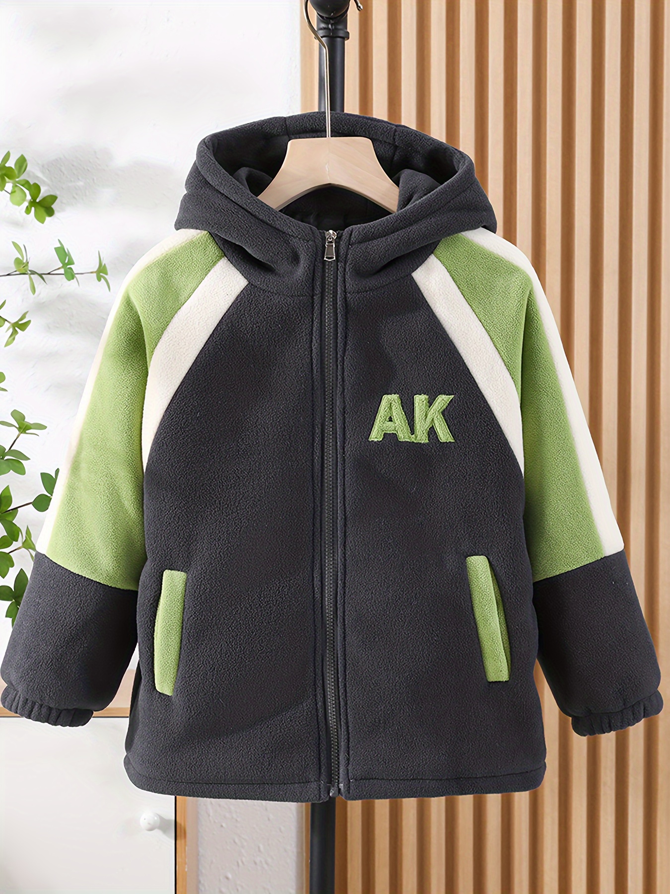 Kid's Color Clash Hooded Cotton padded Jacket multiculture - Temu