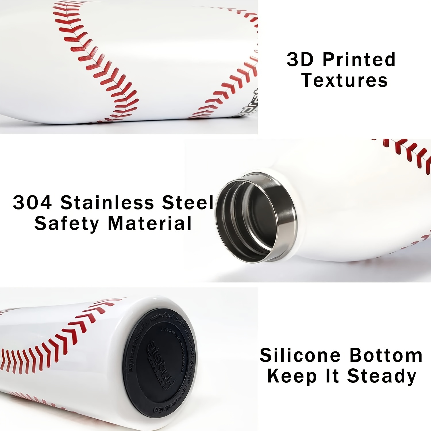 Double Insulated Stainless Steel Water Bottle With Baseball - Temu