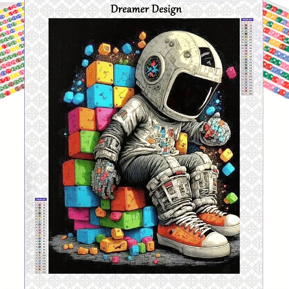 Kit De Pintura De Diamantes Astronauta Mosaico De Diamantes Completo 5D DIY  Kits De Punto De Cruz Arte De Diamantes Decoración Del Hogar