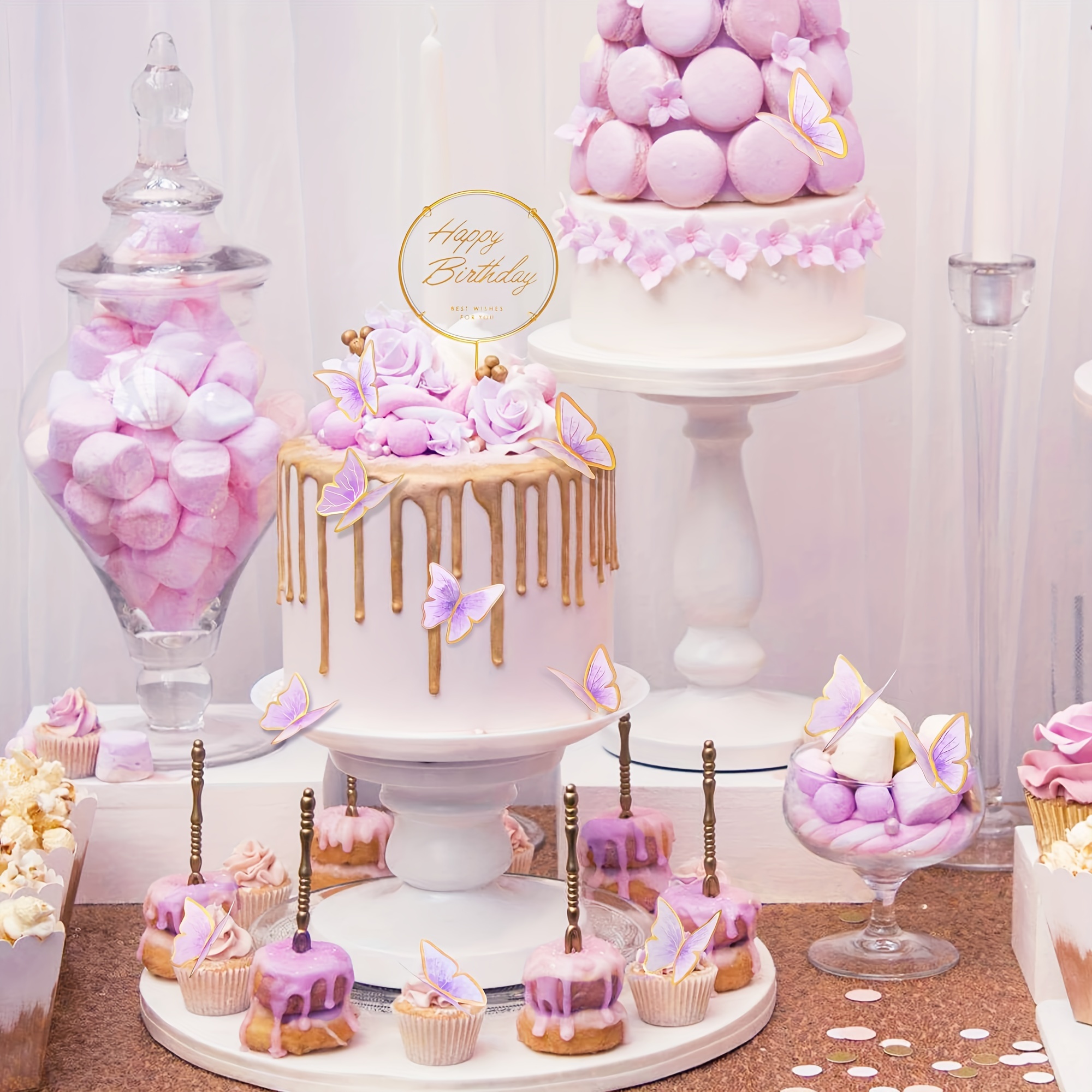 11 pièces Décoration de gâteau à détail papillon anniversaire