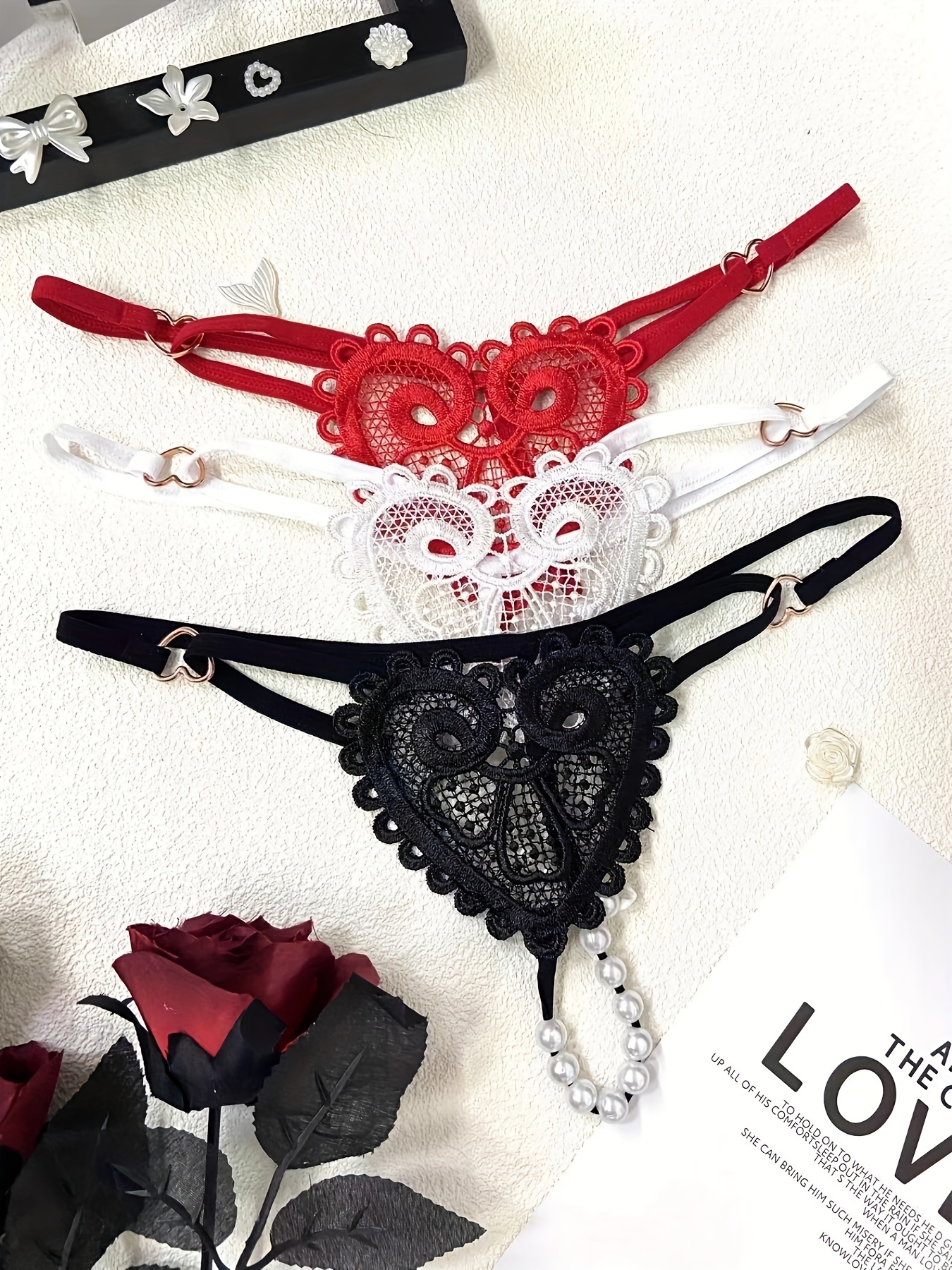 Thongs for Women Women Fashionable Sexy Lace Flower Embroidery