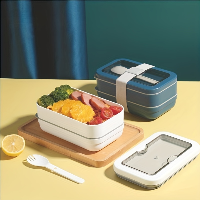 Nordic Style Double-layer Plastic Bento Box, Small Compartment
