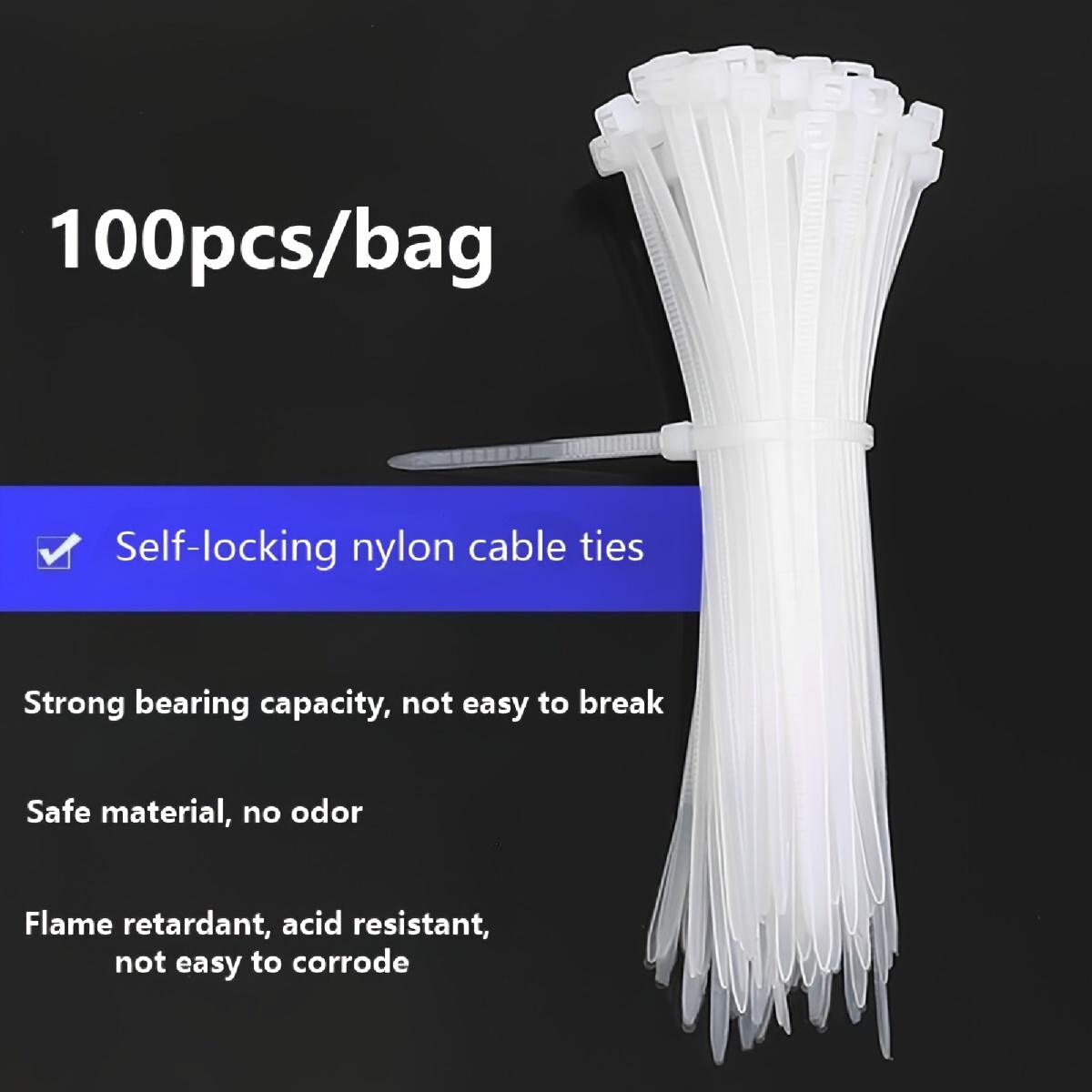 Bridas Cables Nailon Negro 100 Uds. Bridas Cables - Temu Chile