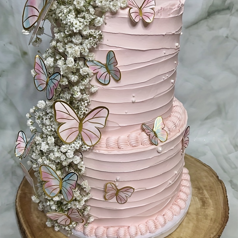 Golden Butterfly Birthday Cake