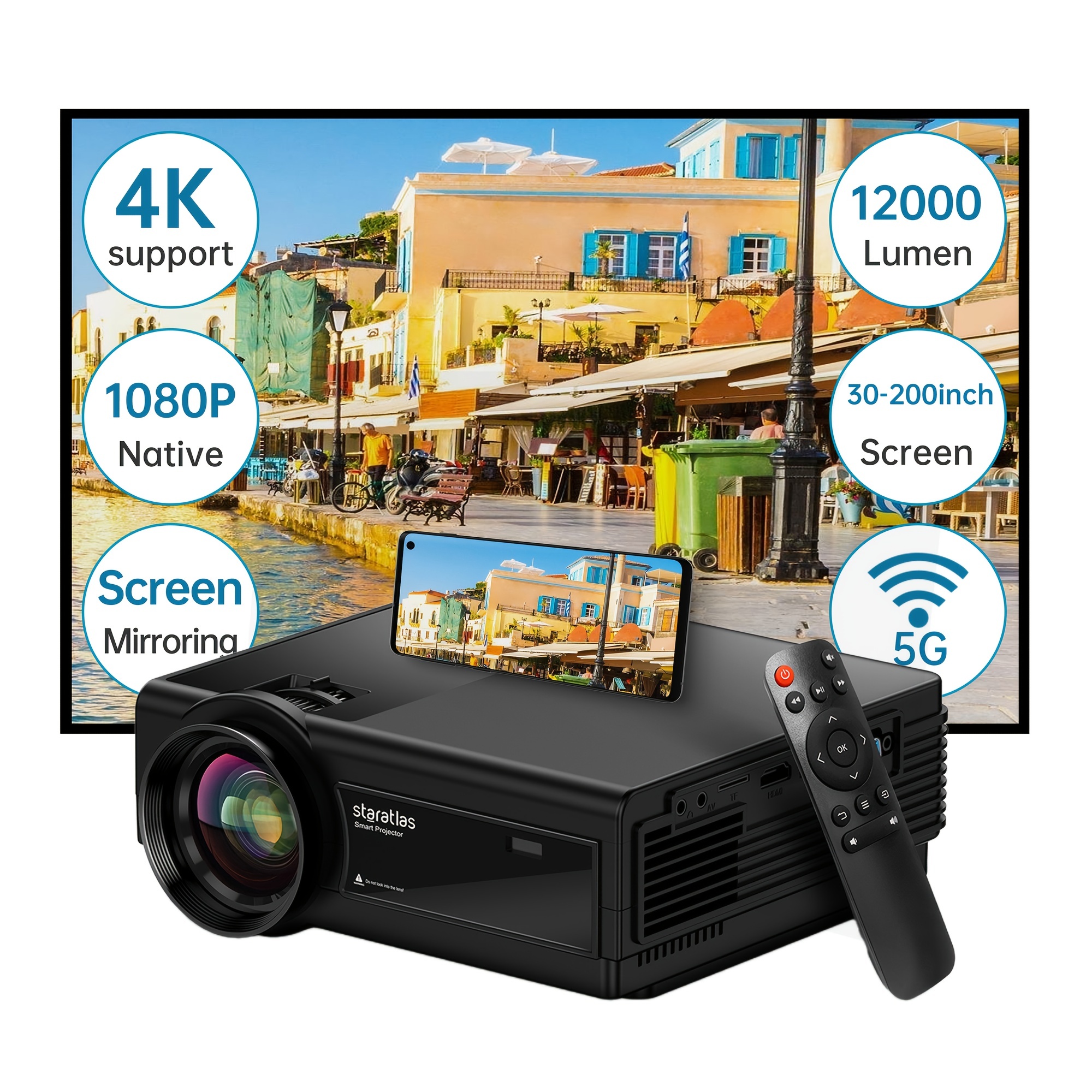 Proyector Wifi 5g Compatible Inalámbrico Proyector Fhd 1080p - Temu
