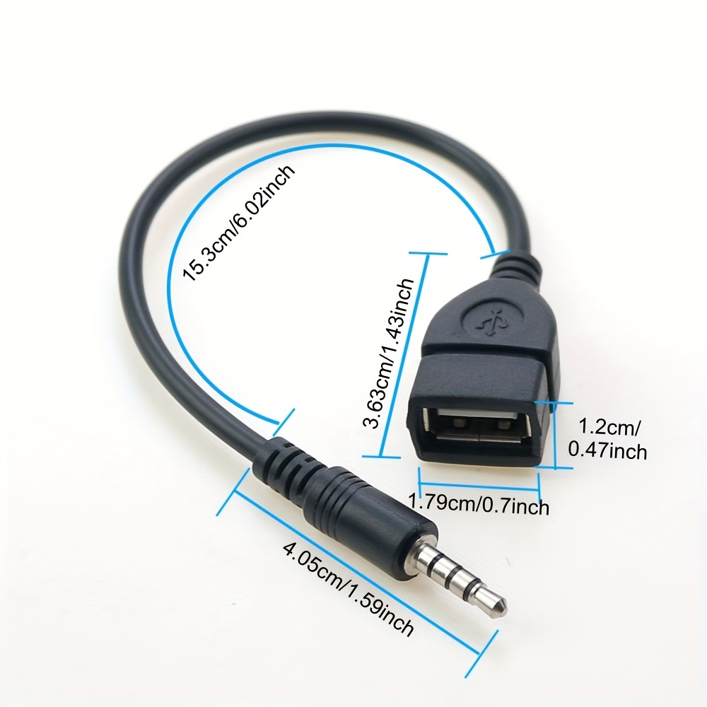  3.5mm (1/8 inch) AUX Audio Plug Male to USB 2.0 Female OTG  Adapter Converter Cable for Playing Music with U-Disk in Your Car，Worked  only When Your CAR 3.5mm AUX Port Must