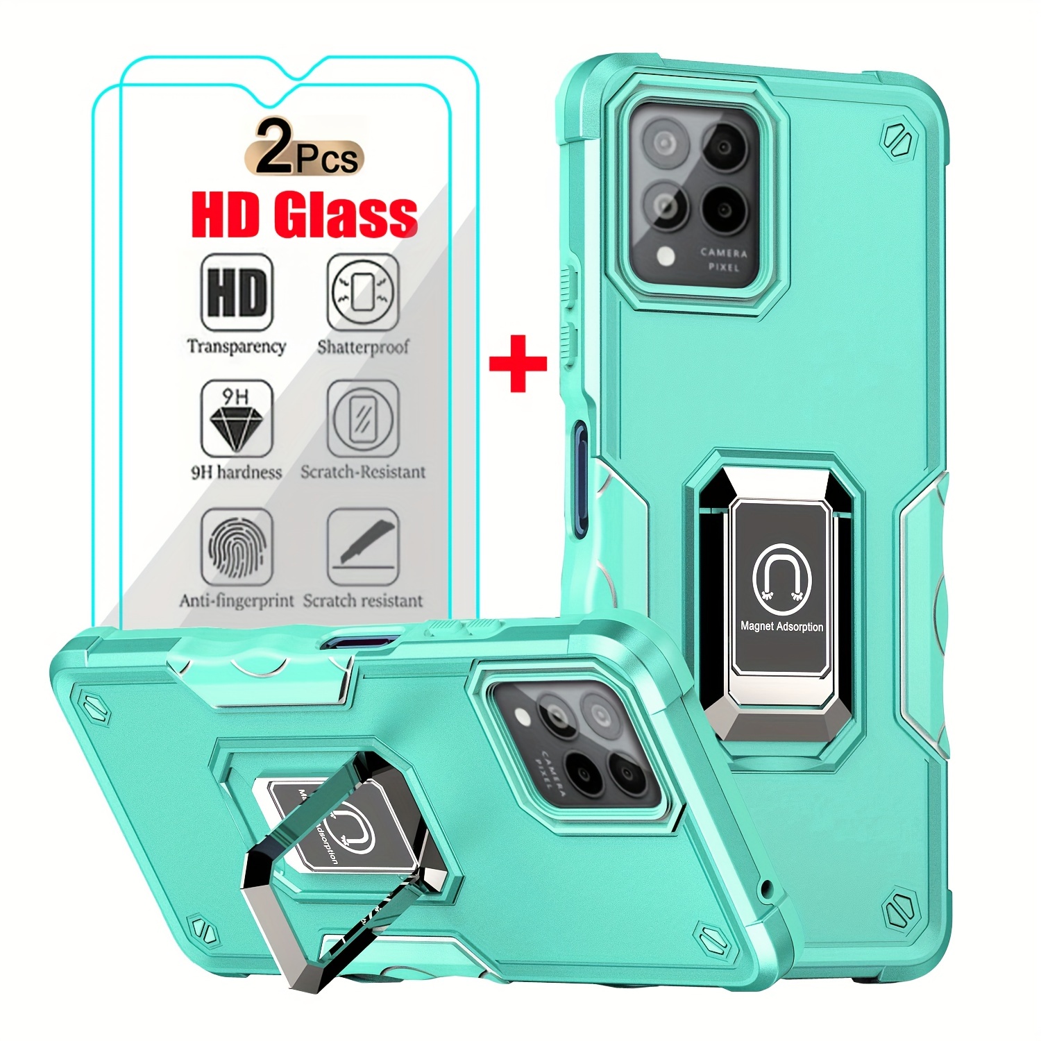 Phone Case for Xiaomi 13T / Xiaomi 13T Pro Case with Glass Screen Protector  [2 Pack] Heavy Duty Dual Layer Military Grade Shockproof Protective Cover