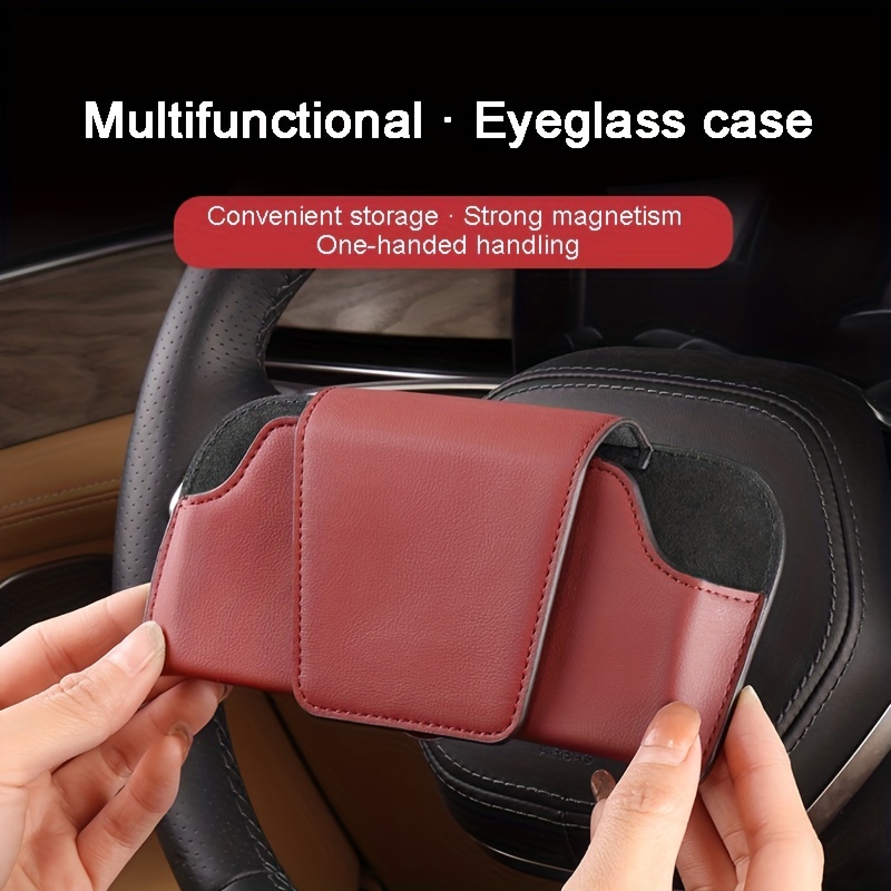 Car Sun Visor Glasses Clip Leather Storage Box