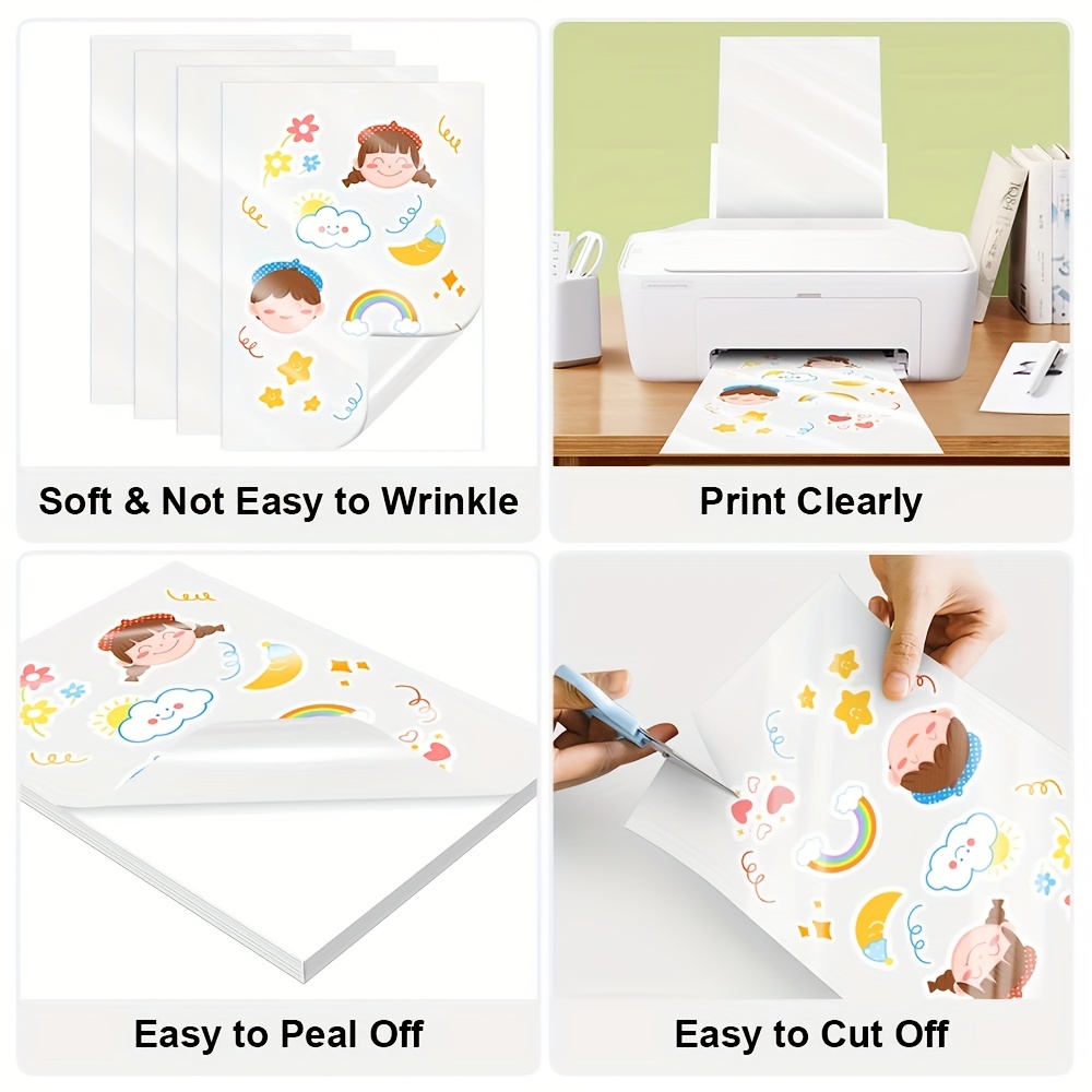 A4 Clear Sticker Paper Inkjet Printer Label Sheet Waterproof - Temu