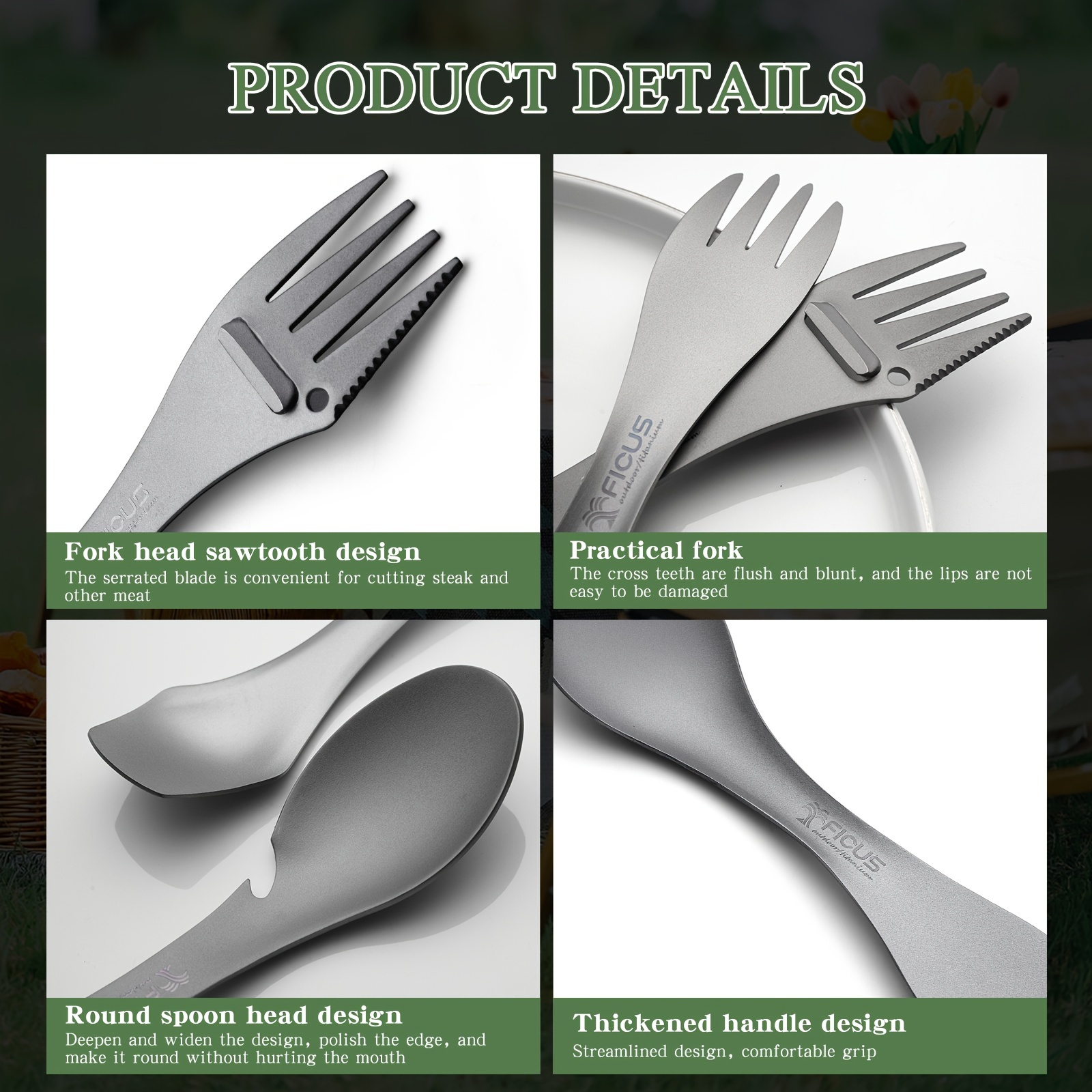 Bestargot Titanium 3in1 Spork and Spoon Set