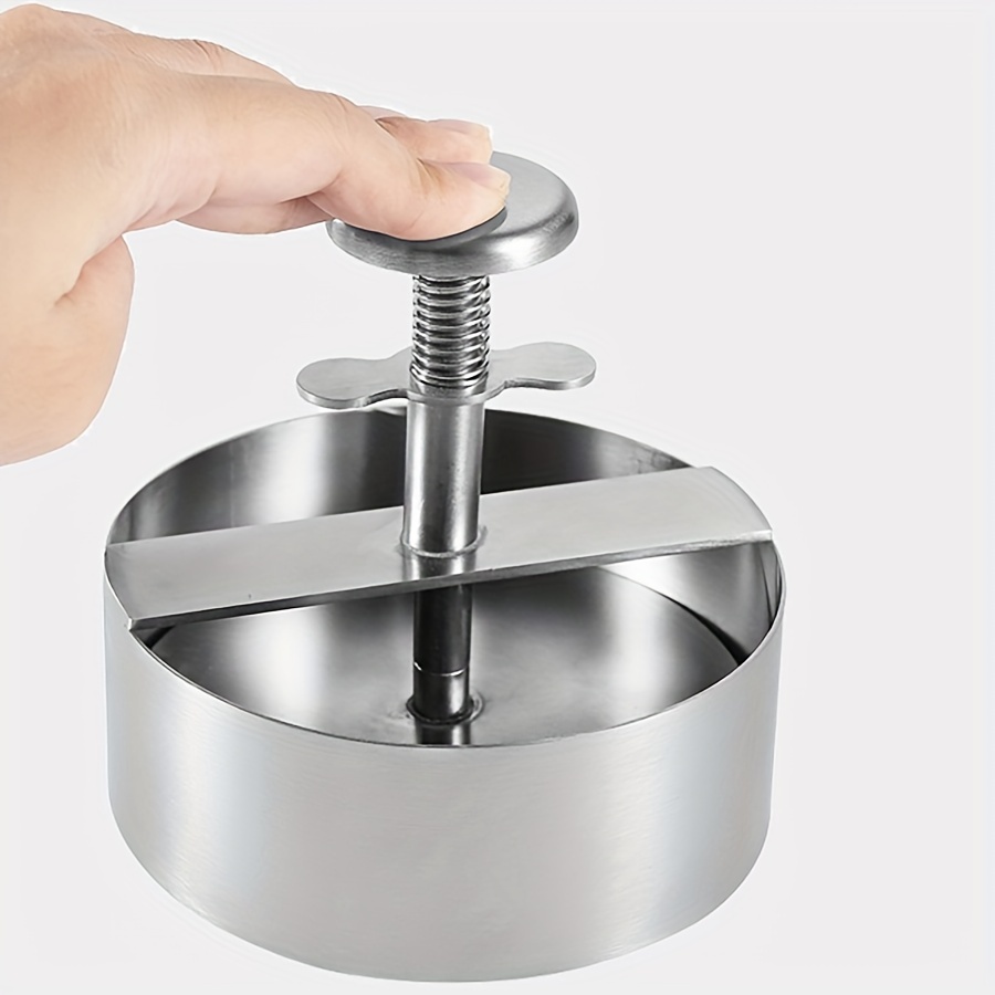 1set stainless steel hamburger meat press round push type meat press household meat patty press for making beef vegetables   and cooking kitchen accessories details 8