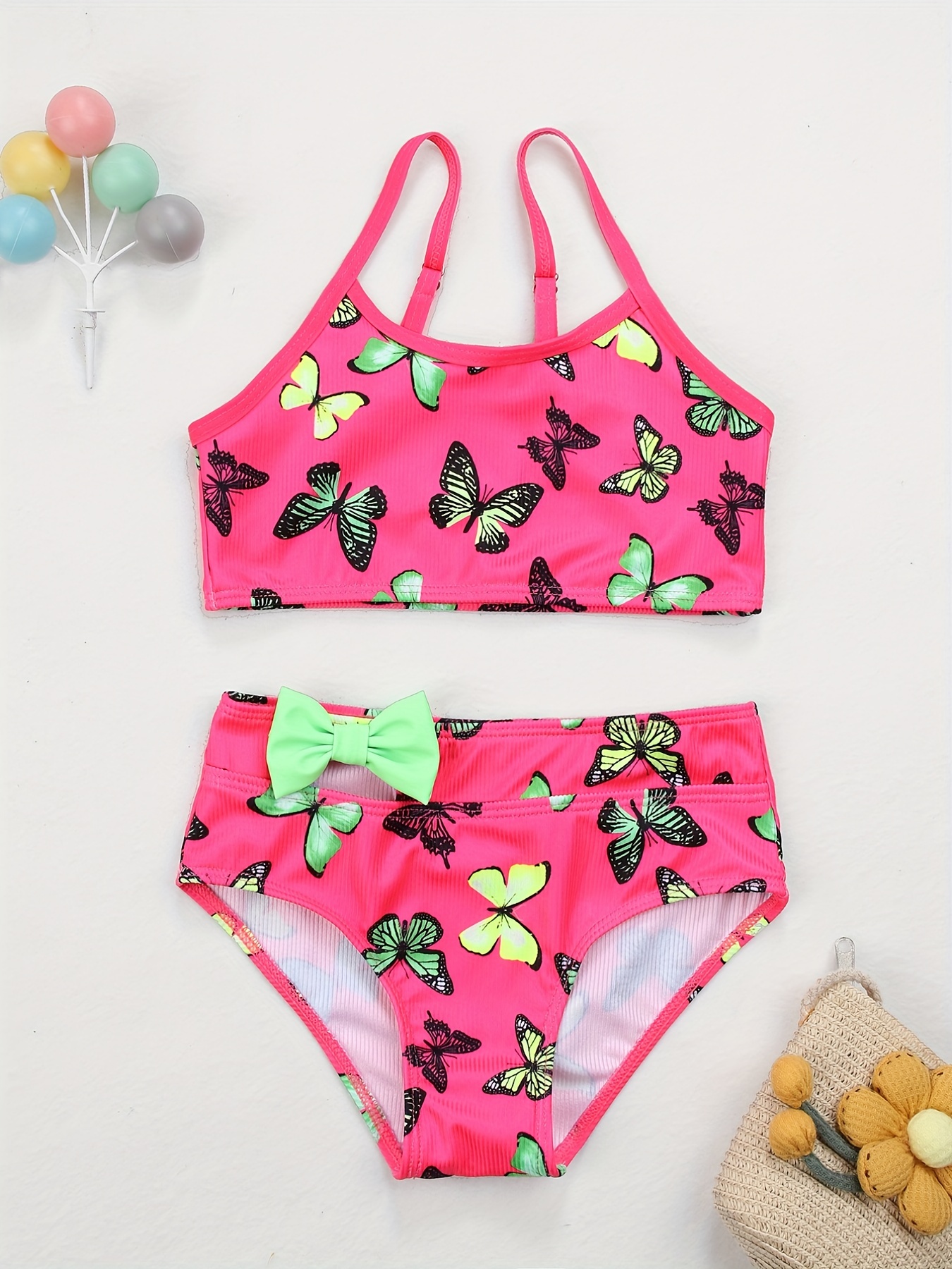 Toddler Girls Bikini Tankini Swimsuit Ruffle Trim Cami Top - Temu