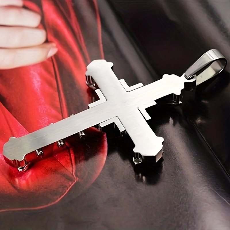1pc Christian Cross Charm Necklace Men's Stainless Steel Religious  Artificial Jewelry * Fashion Necklace Birthday