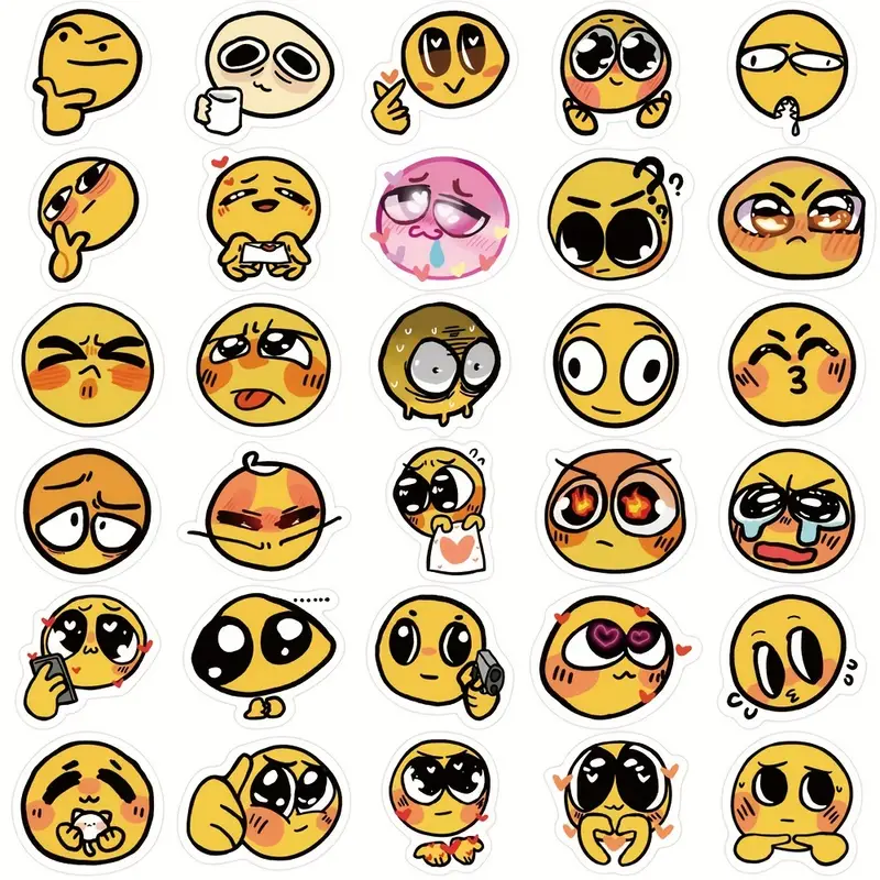 Cute Yellow Emoticon Pack Stickers Vintage Decals Car Travel Luggage Guitar  Fridge Graffiti Stickers Cute Vinyl Stickers Gifts For Girls,boys,kids  Halloween Decoracion De Pegatinas - Temu Israel