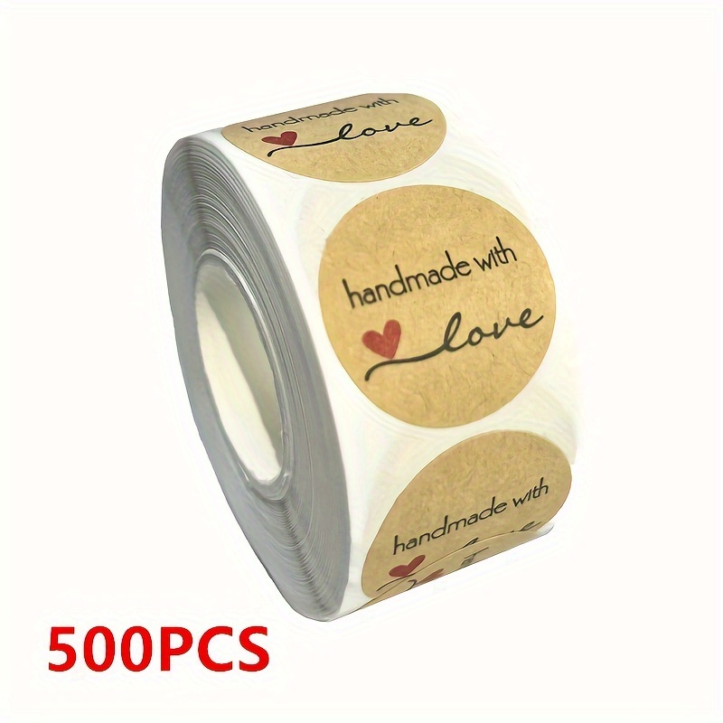 500pcs/set Kraft Paper Sticker Homemade With Love Stickers For Envelope And  Package Seal Labels Stationery Handcraft, Easter Decor DIY Handwork