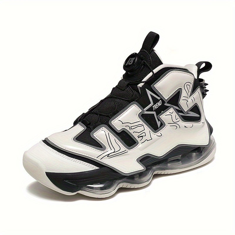 *'s Trendy Luminous Air Cushion High Top Basketball Shoes, Shock Absorption  Non Slip For Running Competition