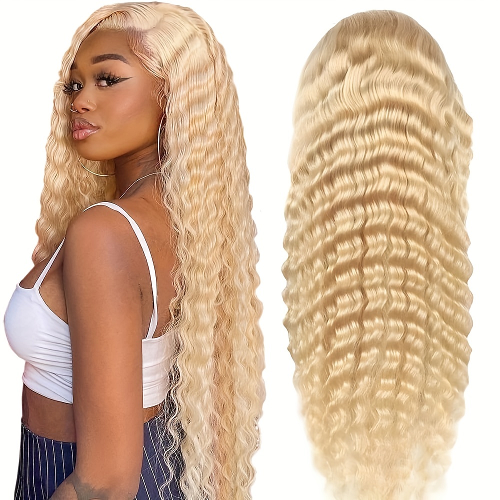 Deep Wave 4x4 Lace Closure Wig 180% Density Wear Go Wigs New - Temu